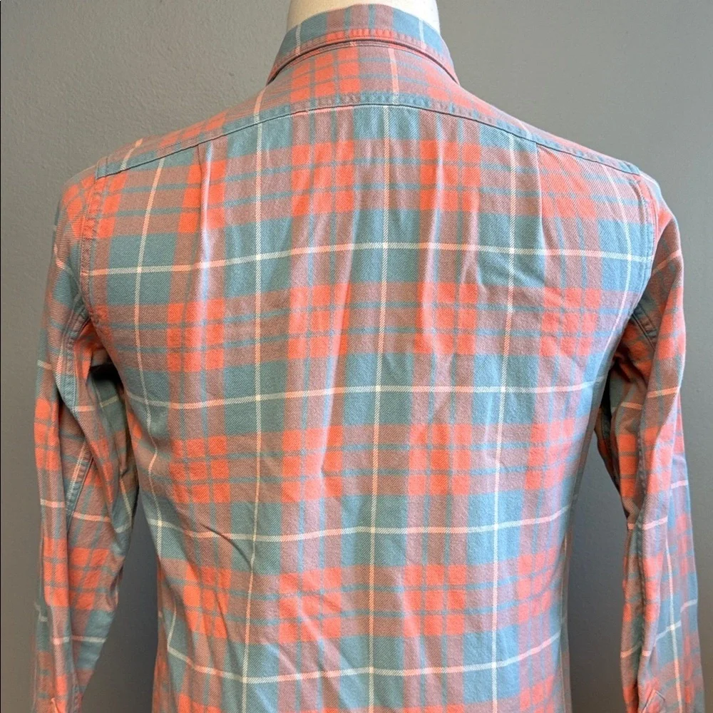 J.Crew Sporting Goods Plaid Button Shirt XS Orange Blue Cotton